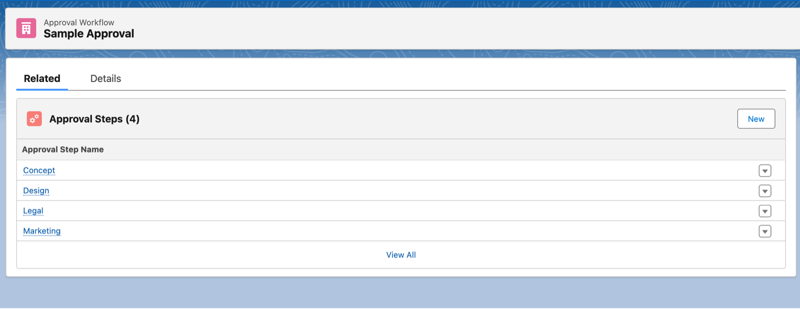 Create approval workflow steps screenshot.